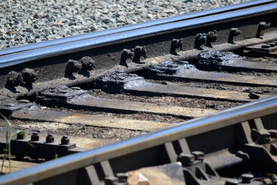 Railroad tracks metal rocks