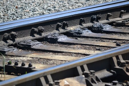 Railroad tracks metal rocks