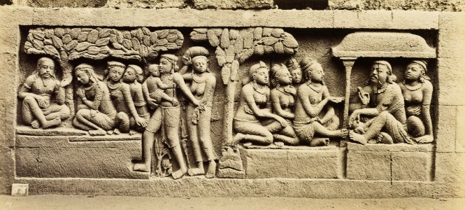 KITLV 40083 - Kassian Céphas - Relief of the hidden base of Borobudur - 1890-1891