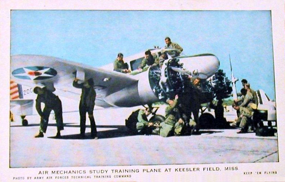 Keesler Field - Air Mechanics Study Training Plane