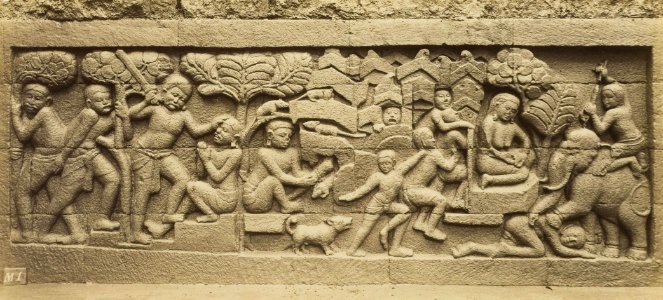KITLV 40095 - Kassian Céphas - Relief of the hidden base of Borobudur - 1890-1891
