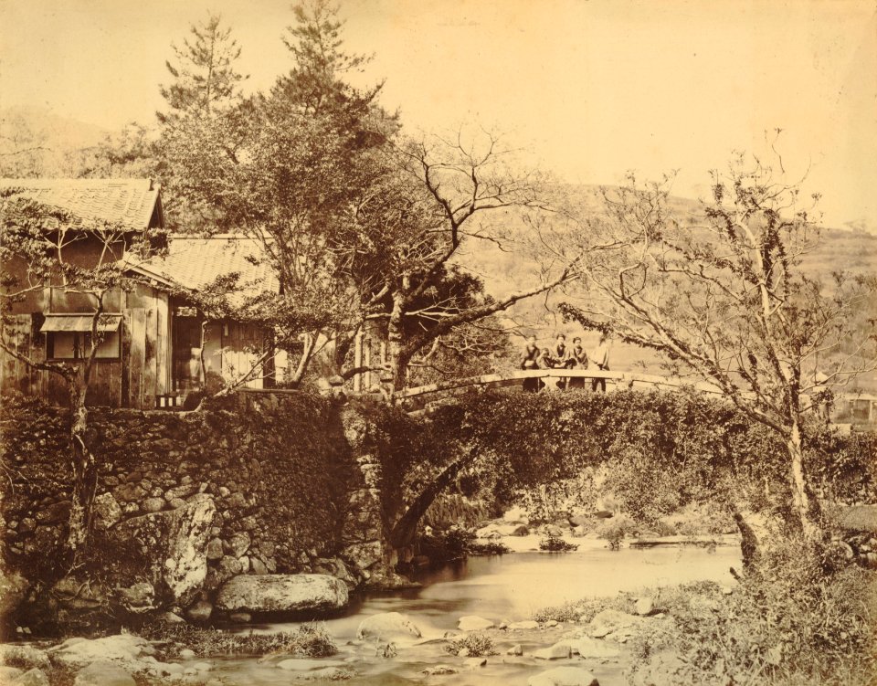 KITLV - 89889 - Beato, Felice - Bridge over a river in Nagasaki in Japan - presumably 1863-1865