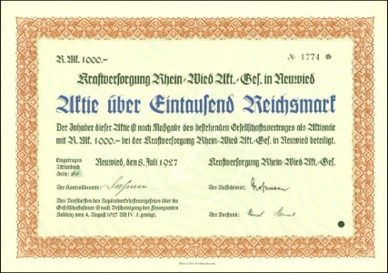 Kraftversorgung Rhein-Wied AG 1927