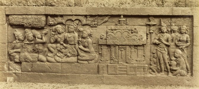 KITLV 40079 - Kassian Céphas - Relief of the hidden base of Borobudur - 1890-1891