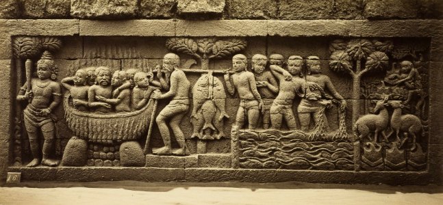 KITLV 40098 - Kassian Céphas - Relief of the hidden base of Borobudur - 1890-1891
