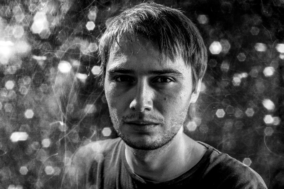 Man monochrome facial expression