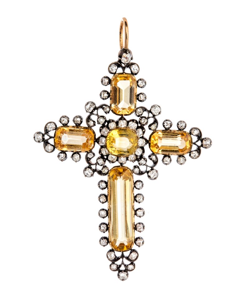 Kors av topaser och briljanter med guld och silver, 1800-tal - Hallwylska museet - 110390
