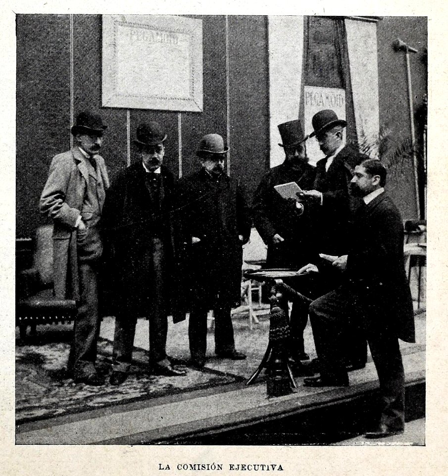 La comisión ejecutiva, Exposición Nacional de Industrias Modernas, de Franzen, Blanco y Negro, 06-11-1897