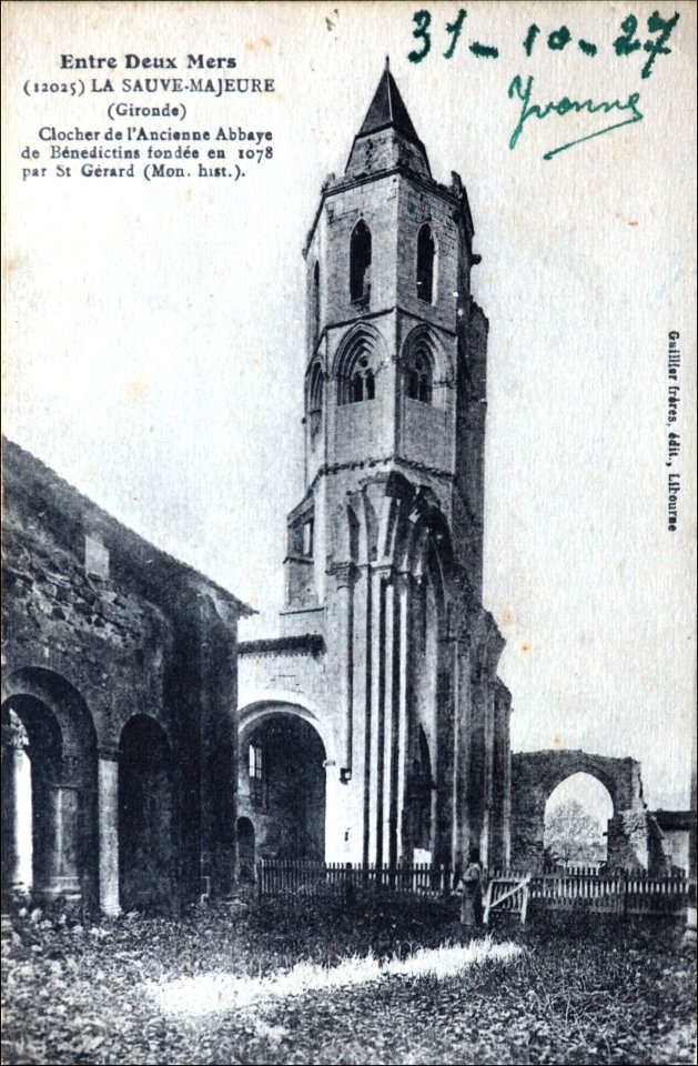 La Sauve - Abbaye - portique et clocher 3