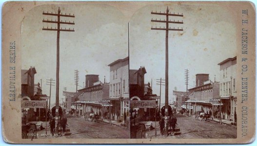 Leadville Stereoview by WH Jackson c1890 - front