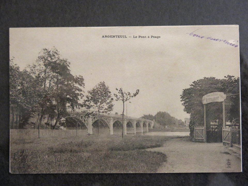Le pont à péage côté Argenteuil vers 1900