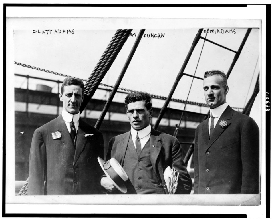 Left to right- Platt Adams; Jim Duncan, Olympic athlete; and Ben Adams LCCN94505250