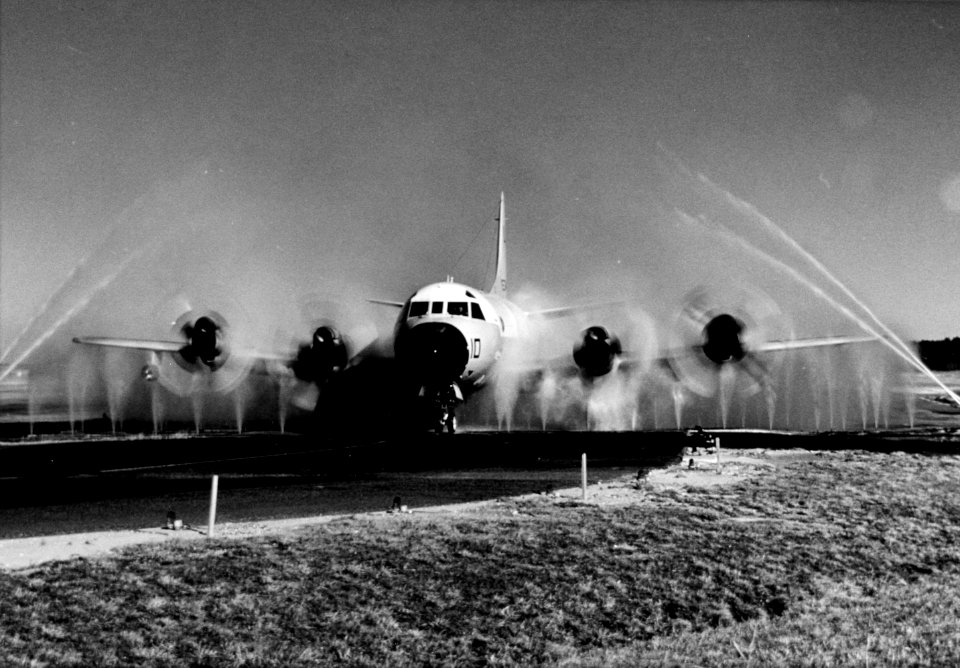 Lockheed P-3C Orion receives a wash down at NAS Patuxent River in 1972