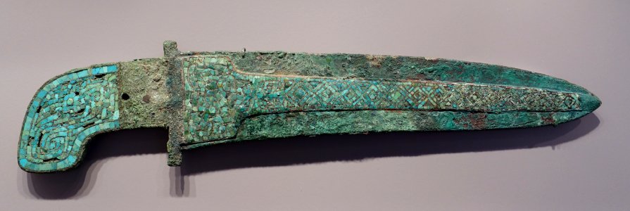Long Dagger-Axe with Curved End, China, Shang dynasty, 14th-11th century BC, bronze with turquoise inlay - Arthur M. Sackler Museum, Harvard University - DSC00785 photo