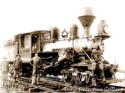 Logging locomotive and crew