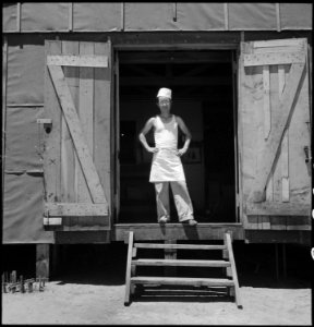 Manzanar Relocation Center, Manzanar, California. A chef of Japanese ancestry at this War Relocation . . . - NARA - 538171