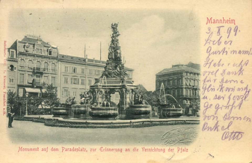 Mannheim, Baden-Württemberg - Monumentalbrunnen auf dem Paradeplatz (2) (Zeno Ansichtskarten)