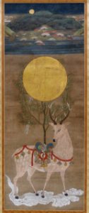Mandala of the Deer of Kasuga Shrine, Muromachi period, 1500s AD, color on silk - Tokyo National Museum - Tokyo, Japan - DSC09420