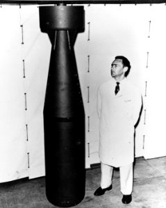 Mark 101 Lulu nucelar depth charge at the U.S. Naval Ordnance Laboratory, Silver Spring, Maryland (USA), circa in 1960 (USN 710853)