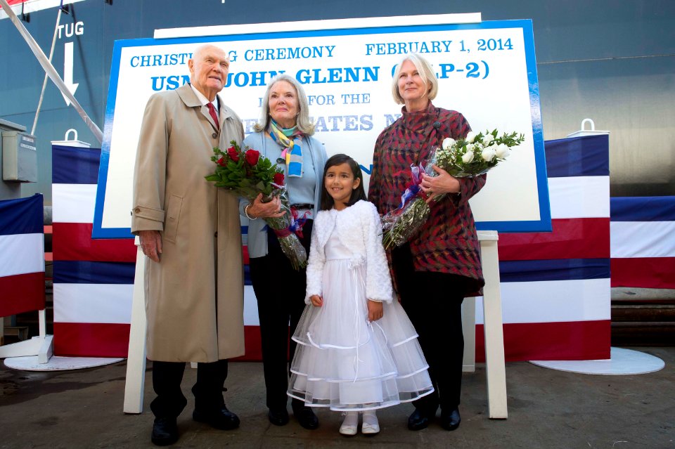 Mobile Landing Platform (MLP 2) John Glenn ceremony 140201-N-WL435-116