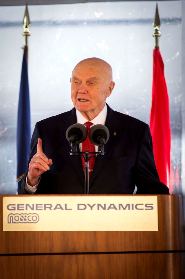 Mobile Landing Platform (MLP 2) John Glenn ceremony 140201-N-WL435-456