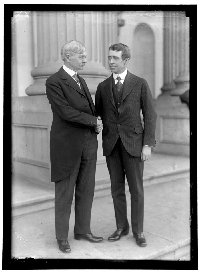 MARSHALL, THOMAS RILEY. GOVERNOR OF INDIANA, 1909-1913; VICE PRESIDENT OF THE UNITED STATES, 1913-1921. LEFT, WITH EWING MITCHELL LCCN2016867106