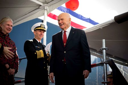Mobile Landing Platform (MLP 2) John Glenn ceremony 140201-N-WL435-552