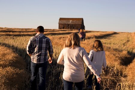 Grass field people