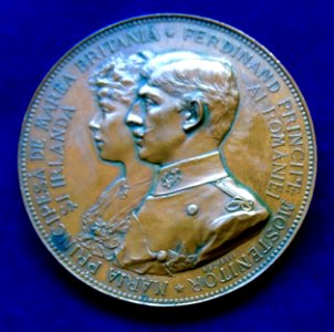 Marriage Medal of Ferdinand I of Romania 1893 by Scharff. Obverse photo