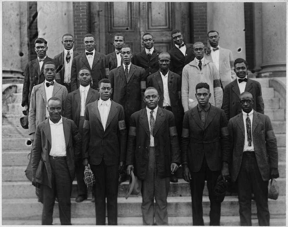 Marshall, Saline County, Missouri in the war. Twenty (African American) men left for Camp Funston, . . . - NARA - 533568