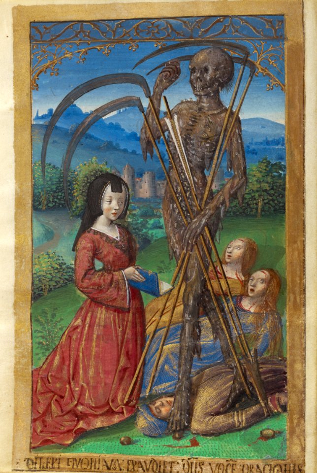 Master of the Chronique scandaleuse, Denise Poncher before a Vision of Death, about 1500. J. Paul Getty Museum