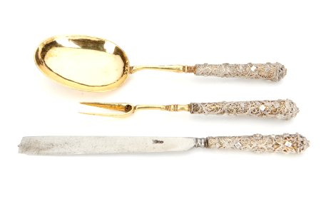 Matbestick från 1700 cirka med skaften täckta av silverfiligran - Skoklosters slott - 93268
