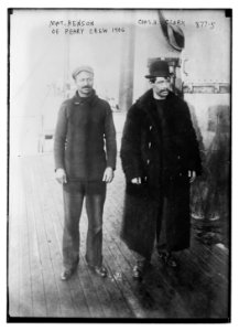 Mat. Henson, of Peary crew, on boat deck with unidentified crew member LCCN2014684209 photo