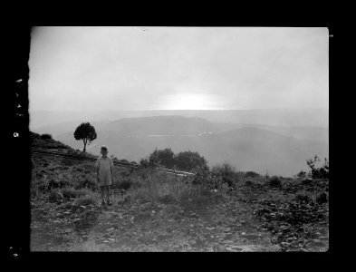 Mount Lebanon. Beirut. Aleih, Ras-el-Metn District. Aleih. Sunset from Aleih. Silver line of distant road and sheen on sea LOC matpc.15444