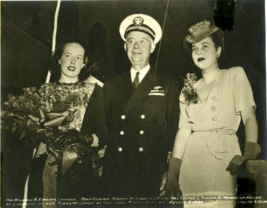Matron of Honor, Sponsor, and Rear Admiral at the christening of the USS Tirante (SS 420)