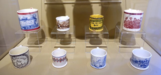 Mugs for children, Staffordshire, England, 1830-1860, glazed earthenware - Concord Museum - Concord, MA - DSC05750 photo