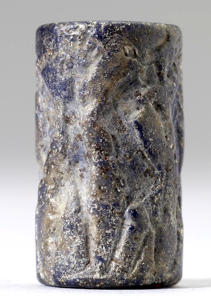Mesopotamian - Cylinder Seal with Figures in Combat with Horned Animals - Walters 42628 - Side D