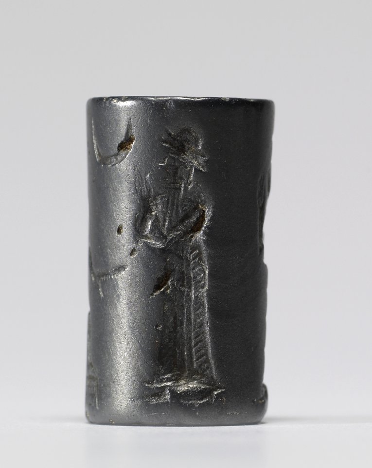 Mesopotamian - Cylinder Seal with Deity, Worshipper and Inscription - Walters 42437 - Side C