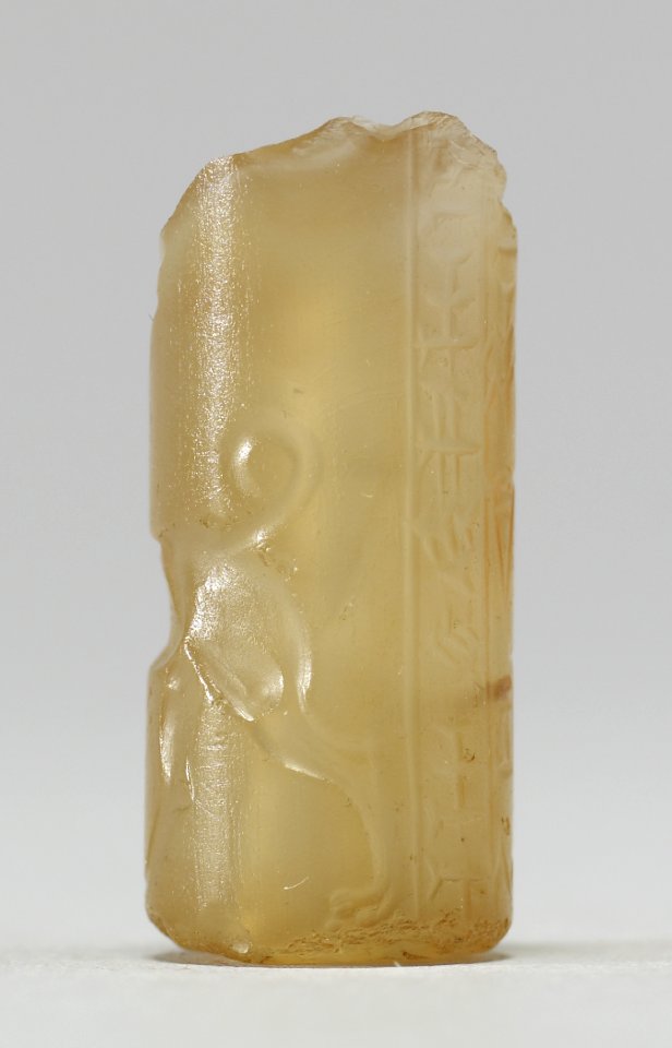 Mesopotamian - Cylinder Seal with Human Headed Winged Bull and Inscription - Walters 42808 - Side G
