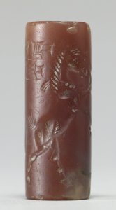 Mesopotamian - Cylinder Seal with Human-Headed Griffin Attacking a Horse - Walters 42444 - Side B