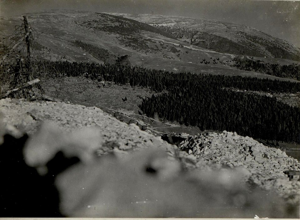 Panorama, Hochfläche von Asiago. Standpunkt Monte Katze. 25m.östlich vom Kreuze 1206. (2. Teilbild zu WK1 ALB083 24401a) (BildID 15633381)
