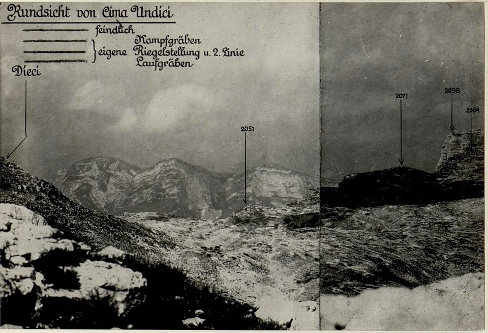 Panorama, Cima Undici. (1. Teilbild = WK1 ALB082 24356a) (BildID 15630622)