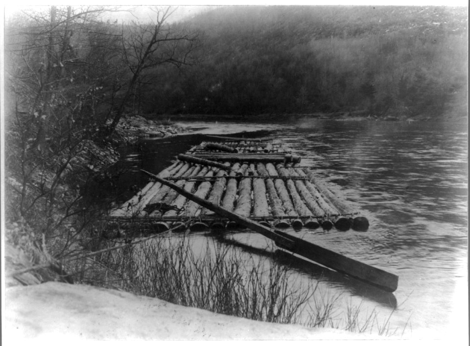 Pennsylvania. Lumbering and lumber towns - log raft on West branch of Susquehanna. LCCN2016650769