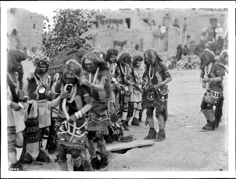 Performing Hopi Snake Dance Ceremony at pueblo of Oraibi, Arizona, 1898 (CHS-4660)
