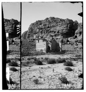 Petra in Transjordan. Temple of Kasr Fir'aun from the N.E. LOC matpc.01654