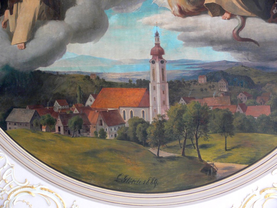 Pfarrkirche Scheidegg Deckengemälde Mitte Detail