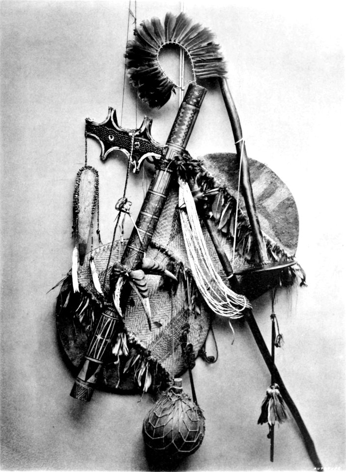 Picturesque New Guinea Plate XXVIII - New Guinea Trophy, Weapons and Implements