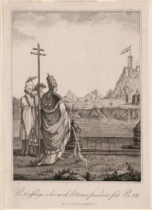 Pie VI éffrayé à la vue de l'armeé française fait Pie VII - Vionel sculp. LCCN2005677020