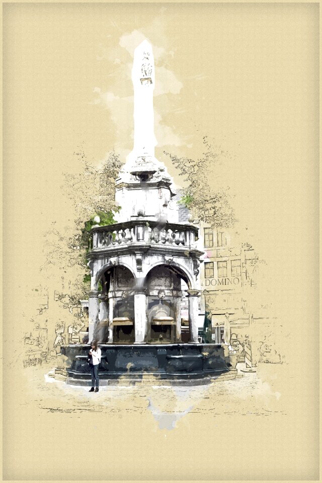 Architecture summer watercolor