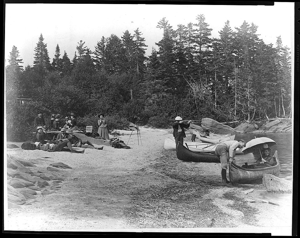 Picnic along shore of lake, near mouth of Socateau (River) LCCN95514500